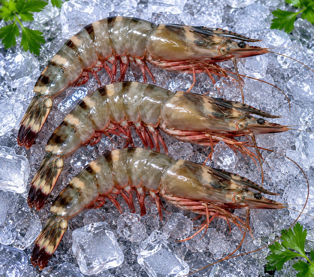 Sea Tiger Head On Shell On Shrimps
