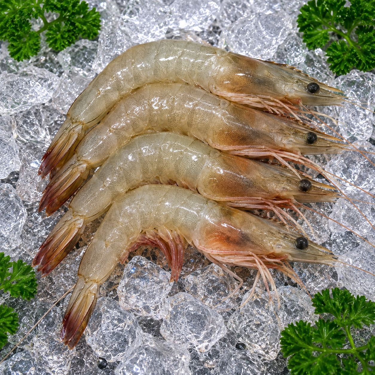 Sea White Head On Shell On Shrimps